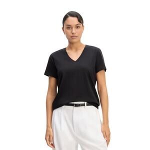 Everlane Women's Black‎ 100% Cotton Deep V-neck Short Sleeve T-Shirt Small